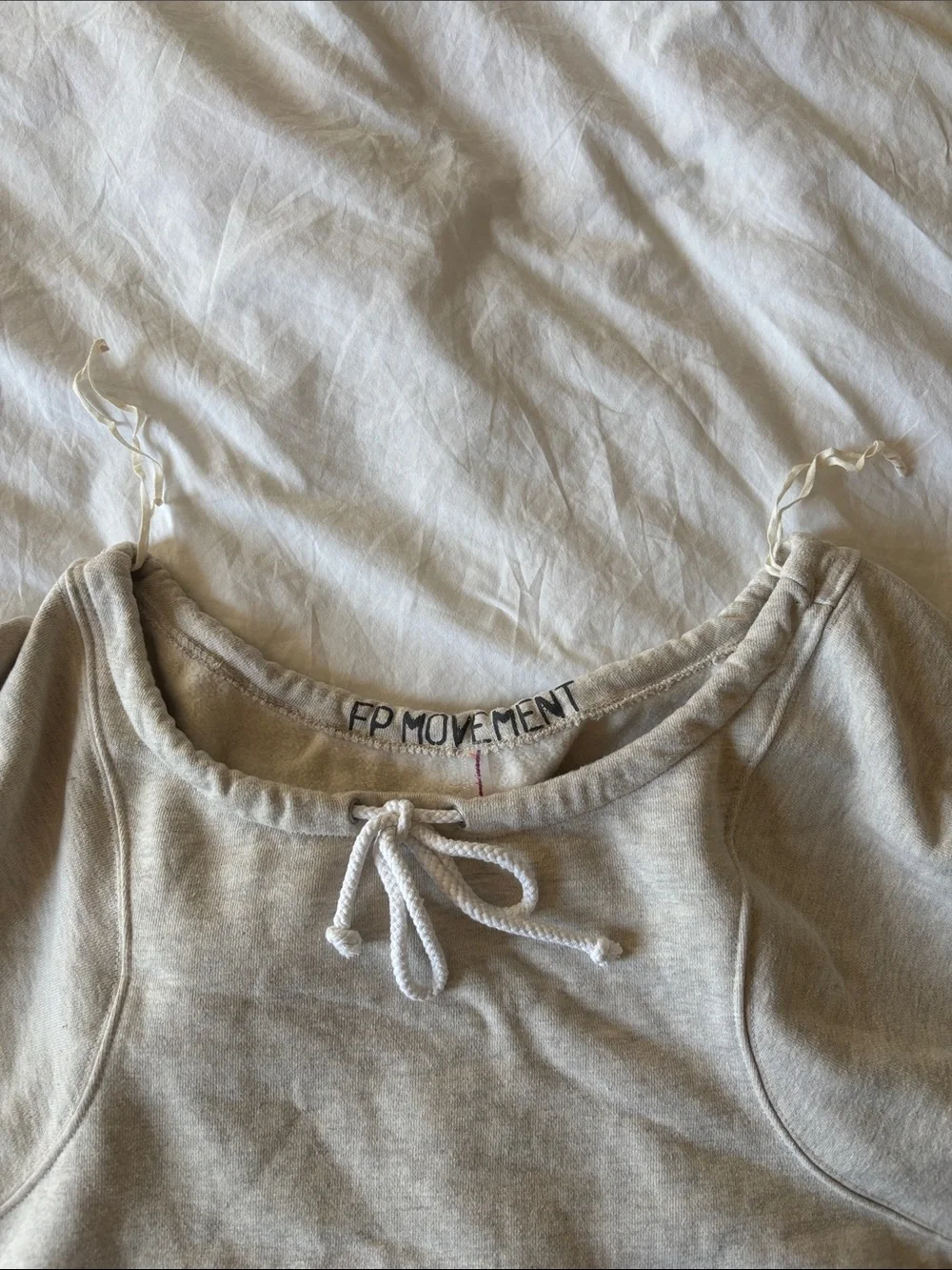 FP Movement For The Win Off The Shoulder Sweatshirt, Oatmeal Beige, S - Picture 6 of 8